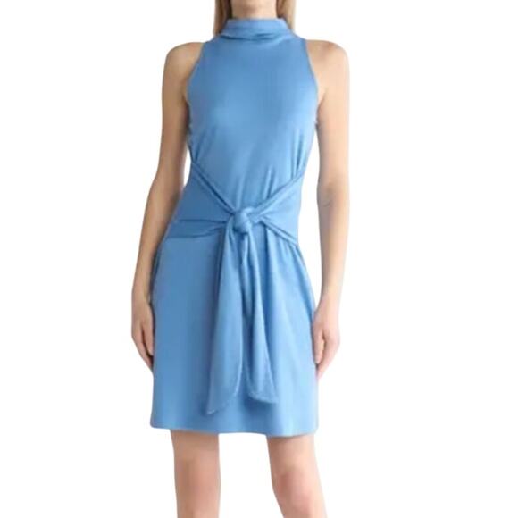 Vince Dress sleeveless mock neck knit blue size Medium M - Picture 1 of 7